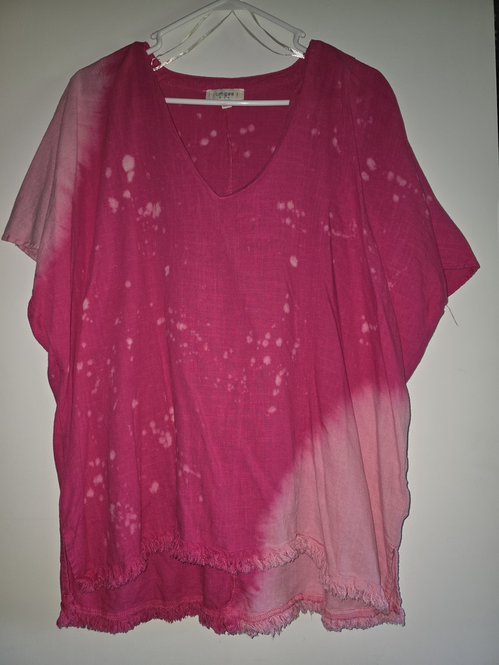 Umgee Fuchsia Tie-Dye V-Neck Tunic XL